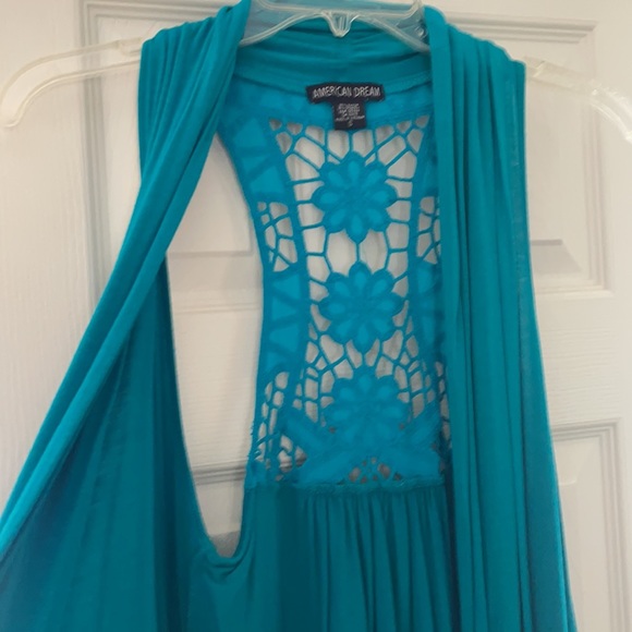 Aqua/teal/turquoise sleeveless cotton cardigan - Picture 2 of 6